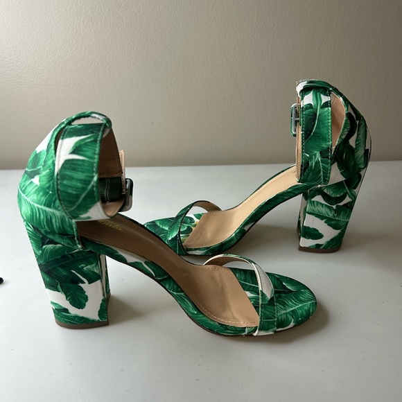 Mata Lopez Floral Ankle Strap Palm Tree Gorgeous Block Heels Size 8.5 - Picture 10 of 12